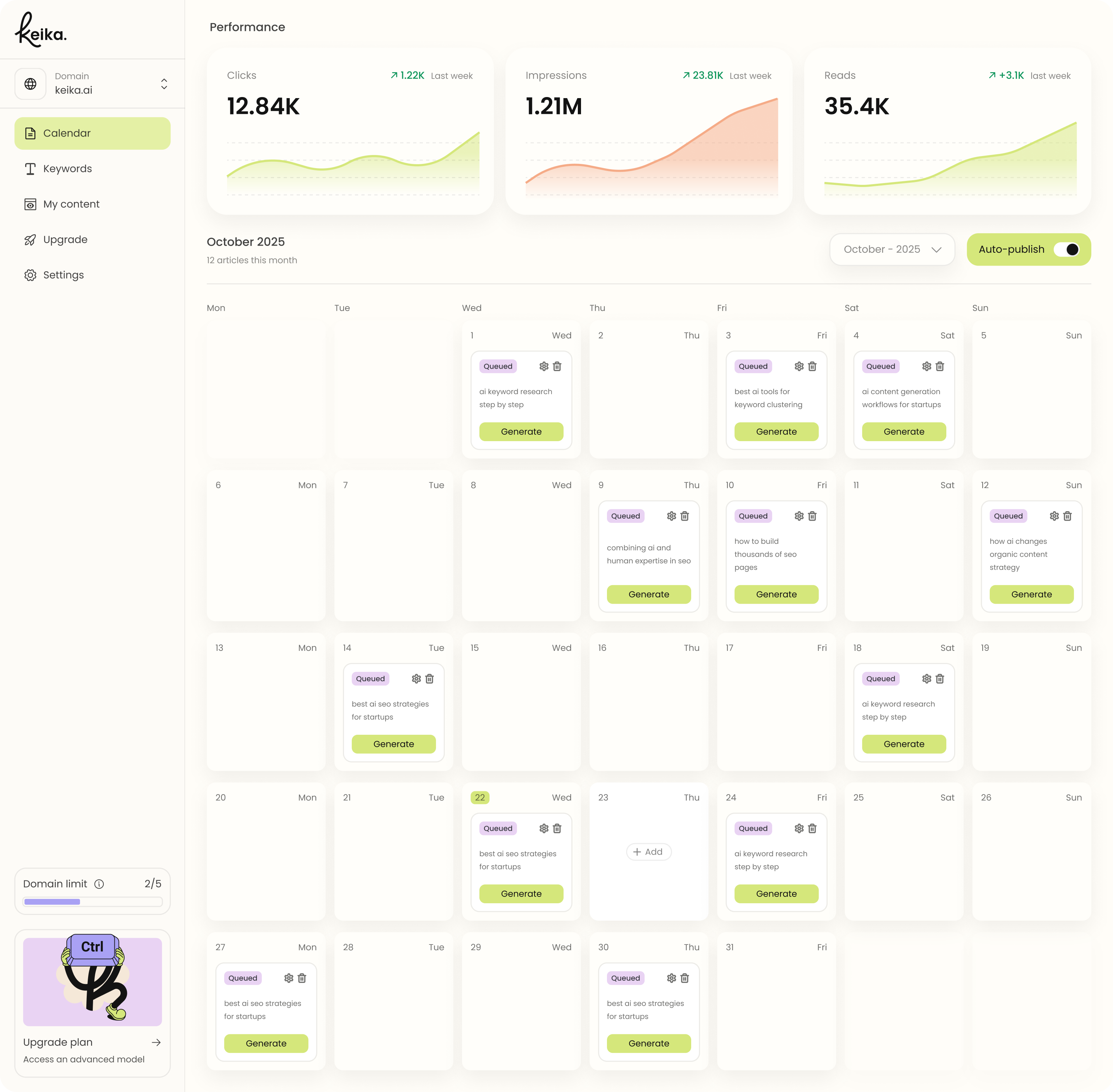Keika Calendar Interface